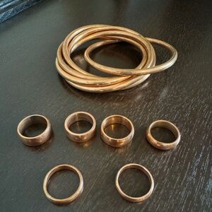 Assortment of Copper Jewelry Rings Sizes 6-8 and Roll Bangle